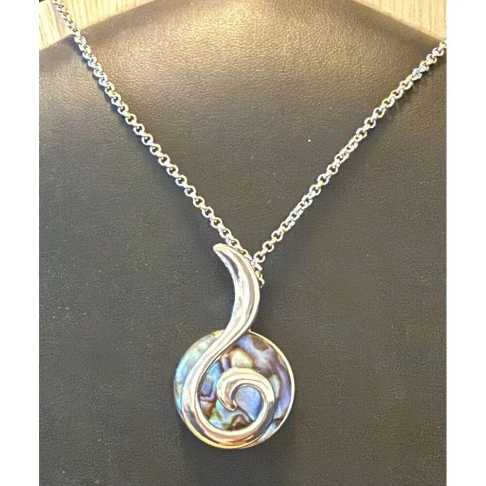 Abalone Wild Pearle Silver Plated Pendant Necklace 20